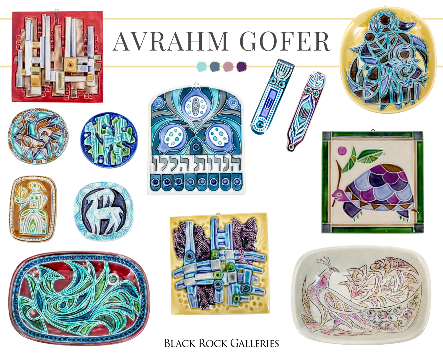 Miriam owns the largest collection of Jewish art pottery by Avraham Gofer besides the artist himself.